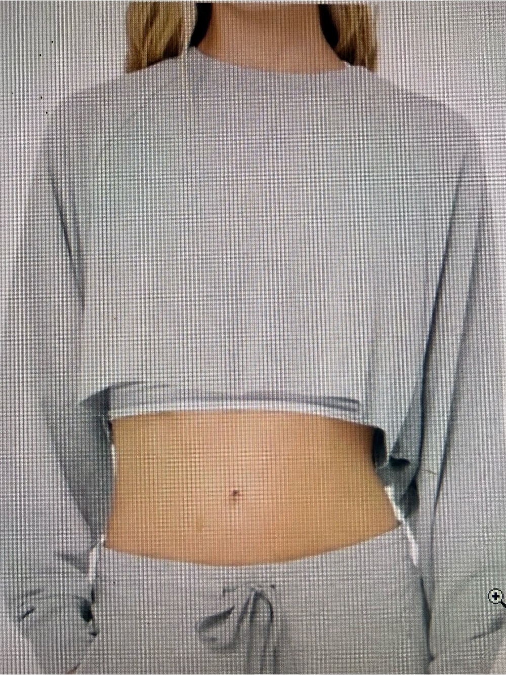 ALO Yoga Sky grey Long Sleeve Cropped Top sz XS